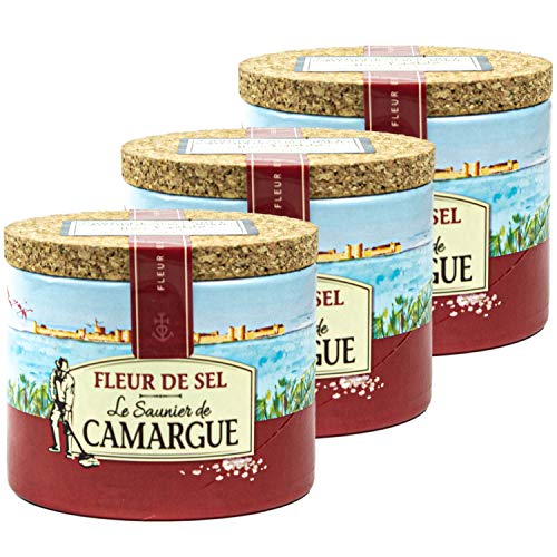 Le Saunier de Camargue - 3er Set Fleur de Sel Salz in 125 g Dose (Kristallsalz) - Aus leicht feuchten Kristallen mit besonderer Körnung und Aroma - Premium Meersalz aus (Süd-Frankreich/Mittelmeer) von Le Saunier De Camargue