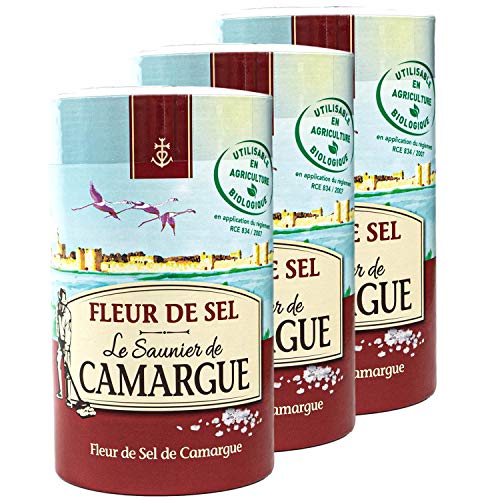 Le Saunier de Camargue - 3er Set Fleur de Sel Salz in á 1 kg Dose (Kristallsalz) - Aus leicht feuchten Kristallen mit besonderer Körnung und Aroma - Premium Meersalz aus (Süd-Frankreich/Mittelmeer) von Le Saunier De Camargue