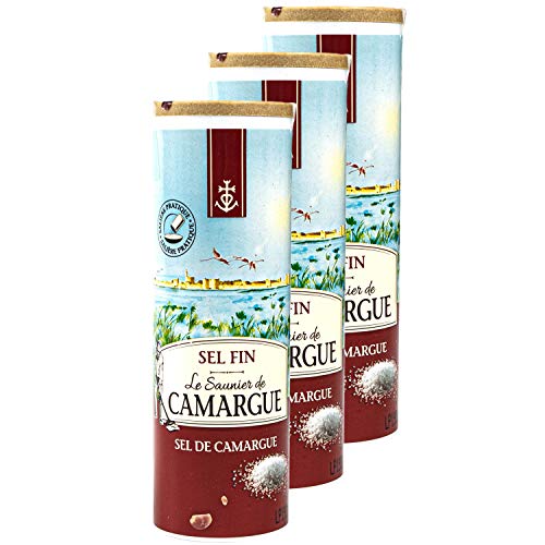 Le Saunier de Camargue - 3er Set Sel Fin Salz gemahlen in 250 g Dose (Streudose) - Premium Meersalz aus (Süd-Frankreich/Mittelmeer) von Le Saunier De Camargue