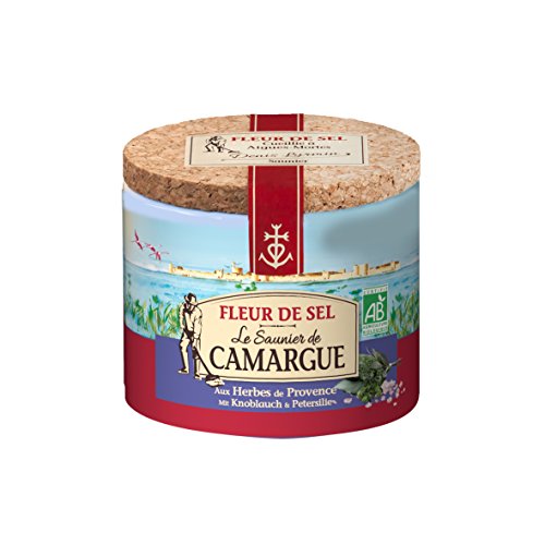 Le Saunier de Camargue Fleur De-Sel Kräuter Provence, Premium Meersalz aus Süd-Frankreich, Ideal zum Verfeinern von Gerichten in 3x 125g Dosen von Le Saunier De Camargue