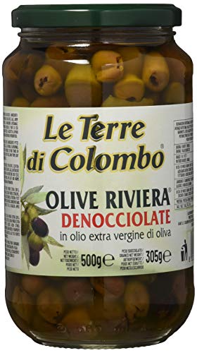 Le Terre di Colombo – Entsteinte Riviera-Oliven im Nativen Olivenöl Extra (36 %), 500 g von Le Terre di Colombo