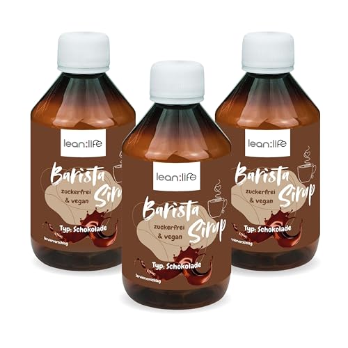 Lean:Life - Barista Sirup zuckerfrei - Schokolade – 3 x 250 ml - vegan und kalorienarm – Kaffeesirup für kalte & heiße Getränke - Cappuccino, Kaffee, Latte Macchiato von Lean:Life