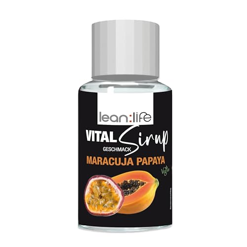 Lean:Life – Vital Sirup 100 ml - Maracuja Papaya Sirup - Getränkesirup zuckerfrei – mit Vitamin B12, B6, C, L Carnitin und Biotin von Lean:Life