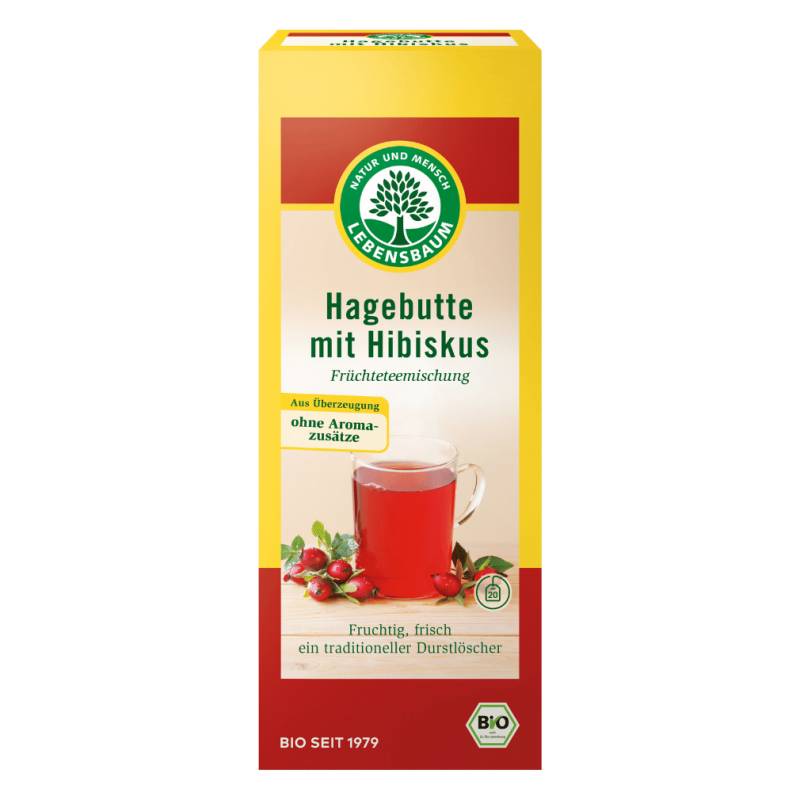 Bio Hagebutte mit Hibiskus Tee, 20Btl von Lebensbaum