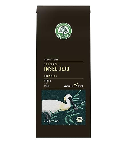 Lebensbaum Insel Jeju Grüner Tee ganzes Blatt, loser Grüntee, spritzig und frisch mit zarter Pfirsichnote, 100% Bio, 90g von Lebensbaum