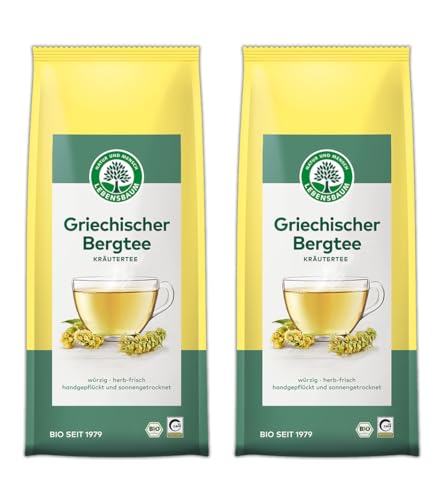LEBENSBAUM 2 x Griechischer Bergtee, Bio Kräutertee, Tee aus 100% getrockneten Blüten, angenehm würzig und herb im Geschmack, loser Tee, 2 x 30 g von Lebensbaum