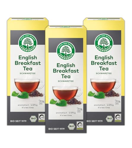 LEBENSBAUM 3 x English Breakfast Tea, Bio Tee mit aromatisch-kräftigem Geschmack, Schwarztee, 100% natürlicher Geschmack, 3 x 20 Teebeutel à 2 g von Lebensbaum