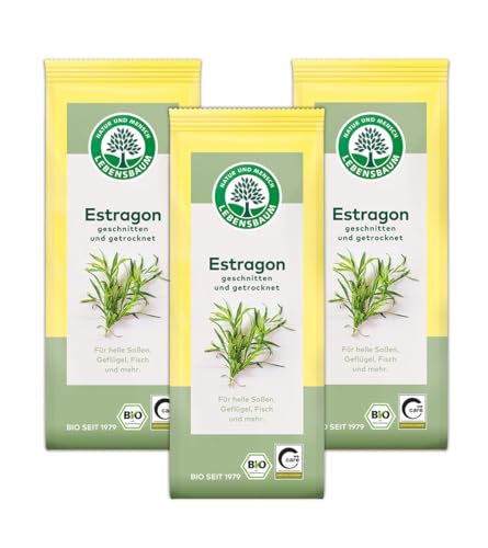 LEBENSBAUM 3 x Estragon, geschnitten & getrocknet, Bio Gewürz, Kräuter-Gewürz für helle Soßen, Geflügel & Fisch, vegan, 3 x 15g LEBENSBAUM 3 x Estragon, geschnitten & getrocknet, Bio Gewürz, Kräuter-Gewürz für helle Soßen, Geflügel & Fisch, vegan, 3 x 15g von Lebensbaum