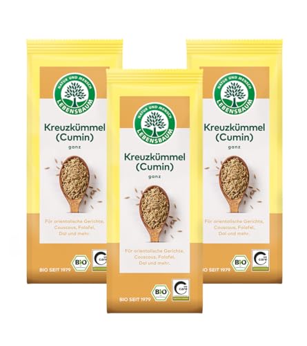 LEBENSBAUM 3 x Kreuzkümmel (Cumin) ganz, Bio-Gewürz ideal für die orientalische Küche, aromatischer, ganzer Kreuzkümmel, Gewürzset 3 x 40 g von Lebensbaum