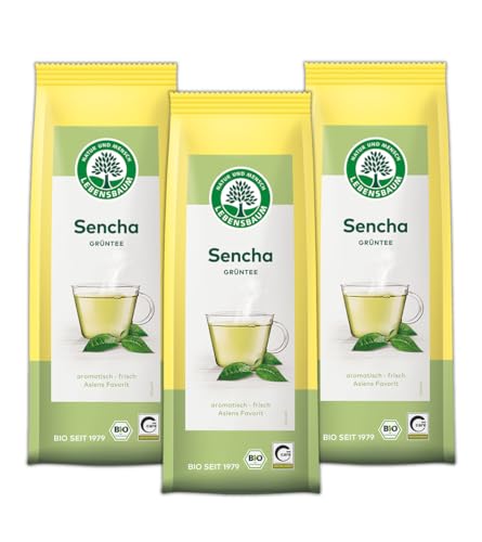 LEBENSBAUM 3 x Sencha, Bio Grün-Tee, asiatischer Teeklassiker, aromatisch-kräftiger Sencha-Tee, Bio-Tee aus 100% Sencha Tee-Blättern, 3 x 75 g LEBENSBAUM 3 x Sencha, Bio Grün-Tee, asiatischer Teeklassiker, aromatisch-kräftiger Sencha-Tee, Bio-Tee aus 100% Sencha Tee-Blättern, 3 x 75 g von Lebensbaum