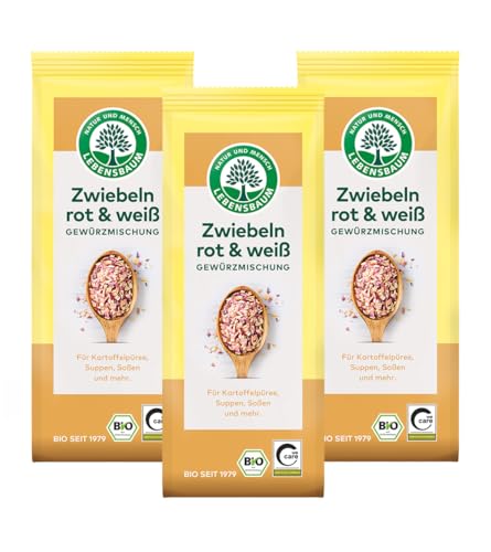 LEBENSBAUM 3 x Zwiebeln Rot & Weiß, Bio-Gewürzmischung, 3er Set Zwiebelgewürz, köstliche Röstaromen, aromatisch, geschnitten, Gewürzset 3 x 55 g von Lebensbaum
