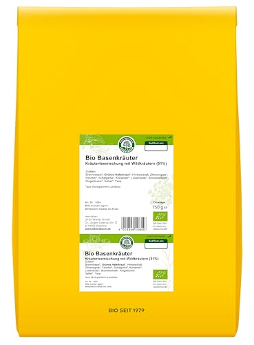 LEBENSBAUM Bio Basenkräuter Kräutertee Mischung, Basentee lose, Bio Tee lose, zum Basenfasten und Entsäuern, ausgewogen leicht, 750 g von Lebensbaum