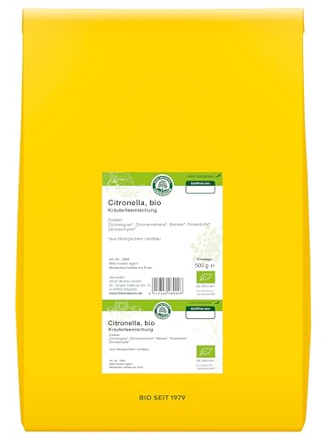 LEBENSBAUM Bio Citronella Kräutertee, Kräuterteemischung lose, Bio Tee mit Zitronengras, Zitronenverbene, Zitronenmelisse & Zitronenmyrte, 500 g von Lebensbaum