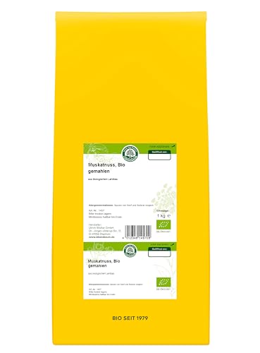 LEBENSBAUM Bio Gewürze Muskatnuss gemahlen, Muskatnusspulver gemahlen, aromatisch würzig-warm, Bio Gewürz 1 kg LEBENSBAUM Bio Gewürze Muskatnuss gemahlen, Muskatnusspulver gemahlen, aromatisch würzig-warm, Bio Gewürz 1 kg von Lebensbaum