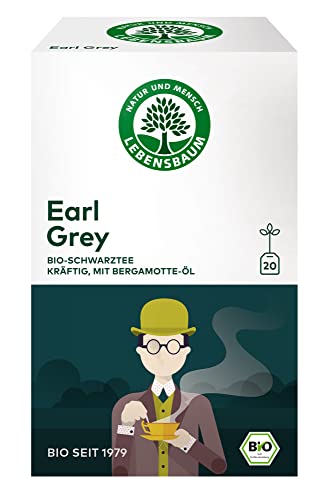 LEBENSBAUM Tee Earl Grey, Bio-Tee mit kräftigem Geschmack, Schwarztee Beutel, 100 % natürlicher Genuss, 20 Teebeutel à 2 g von Lebensbaum