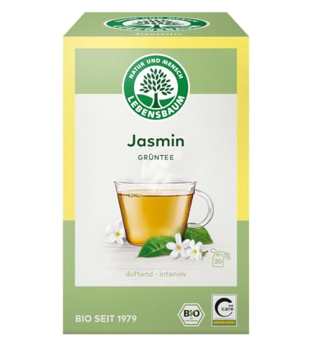 LEBENSBAUM Tee Jasmintee, Bio-Tee mit frischen Jasminblüten, Grüntee Beutel, 100% natürlicher Geschmack, 20 Teebeutel à 1,5 g LEBENSBAUM Tee Jasmintee, Bio-Tee mit frischen Jasminblüten, Grüntee Beutel, 100% natürlicher Geschmack, 20 Teebeutel à 1,5 g von Lebensbaum