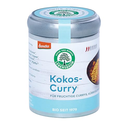 Lebensbaum Kokos-Curry, Bio-Gewürzzubereitung für fruchtige Currys, Gewürz-Mischung mit Kokos, Kürbis & Kurkuma für Suppen, Geflügel & Dips, 65 g von Lebensbaum