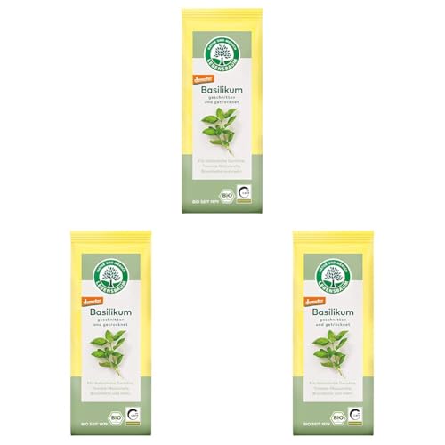 Lebensbaum Basilikum getrocknet & gerebelt, Bio-Gewürz für Tomatensoße, Tomate-Mozzarella & Bruschetta, Basilienkraut zum kochen & würzen, vegan, 15g (Packung mit 3) von Lebensbaum