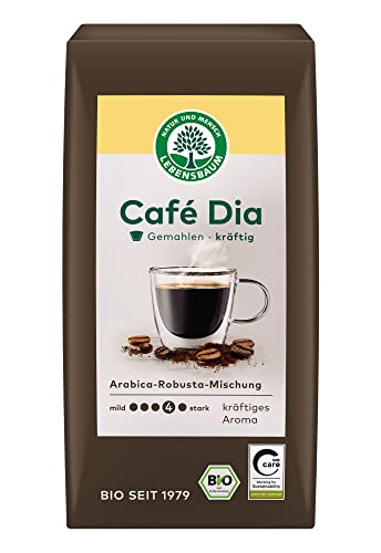 Lebensbaum Bio Cafè Dia, Röstkaffee mit kräftigem Aroma, ideal für klassischen Filteraufguss, gemahlen, 500 g von Lebensbaum