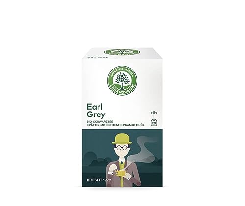 Lebensbaum Earl Grey, 20 Beutel x 2 g Schwarztee mit edlem Bergamotte-Öl und Zitrusnote, kräftiger Geschmack, 100% Bio von Lebensbaum