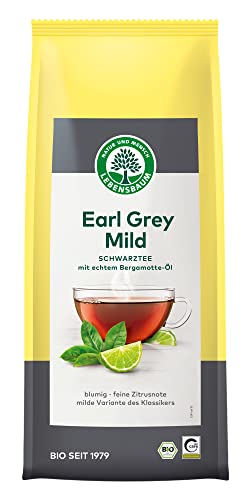 Lebensbaum Schwarztee Earl Grey Mild, milder Bio-Schwarztee, aromatischer Schwarzer Tee mit feinem Bergamotte und Zitronen-Aroma, loser Tee, 250g von Lebensbaum