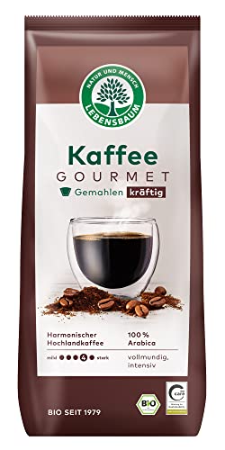 Lebensbaum Kaffee Gourmet, Bio-Kaffee aus 100% Arabica-Bohnen, harmonischer Hochlandkaffee, vollmundig intensiv, gemahlen, 500 g von Lebensbaum