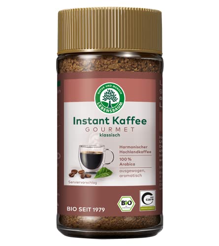 Lebensbaum Bio Instant Kaffee Gourmet, löslicher Bohnenkaffee mit 100% Arabica-Bohnen, ausgewogen und aromatisch, 100 g von Lebensbaum