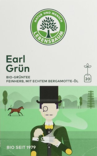 Lebensbaum Grüntee Earl Grün, Bio Grüntee, aromatischer Grüner Tee mit Bergamotte und Zitronen-Aroma, 3er Pack, 3 x 20 Teebeutel (3 x 30g) von Lebensbaum
