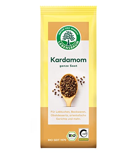 Lebensbaum Kardamom, Bio-Gewürz für Lebkuchen, Backwaren, Obstdesserts & orientalische Gerichte, süßlich-würziger Genuss, ganze Saat, 50 g von Lebensbaum