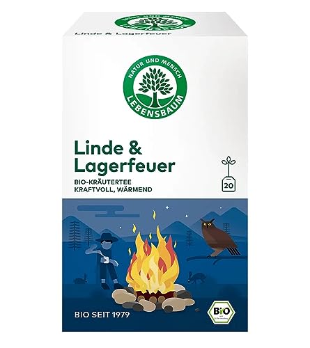 Lebensbaum Linde & Lagerfeuer, 20 Beutel x 1,5g Kräutertee, kraftvoll und wärmend, 100% Bio, Kräuterteemischung von Lebensbaum