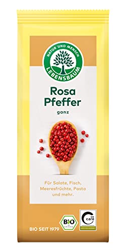 Lebensbaum Rosa Pfeffer, Bio-Gewürz mit süß-aromatischem Geschmack, Pfeffer-Körner für Salate, Fisch, Meeresfrüchte, Pasta & Süßspeisen, vegan, 25g von Lebensbaum