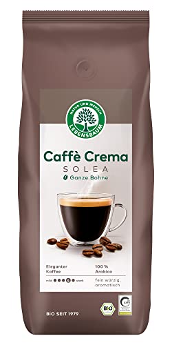 LEBENSBAUM Caffè Crema Solea ganze Bohne, 1 kg Bio Kaffeebohnen, 100% Arabica-Bohnen, Intensität 4/5, feinwürziger Kaffee mit feiner Crema, 1 kg von Lebensbaum