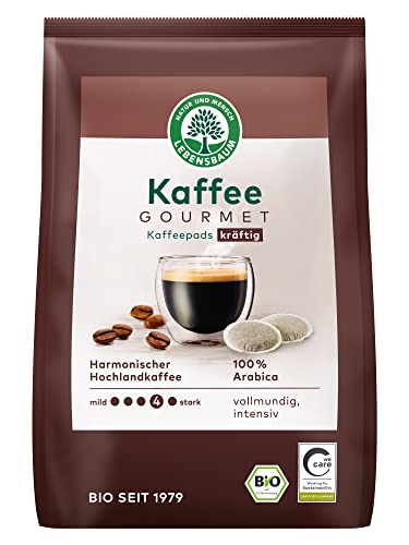 Lebensbaum Kaffee Gourmet Pads, Bio-Röstkaffee mit 100% Arabica-Bohnen, harmonischer Hochlandkaffee, vollmundig Intensiv, kräftig, 126g von Lebensbaum