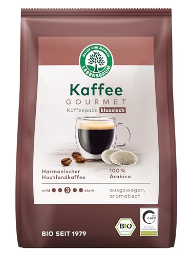Lebensbaum Kaffeepads Kaffee Gourmet Klassisch, Bio-Kaffee aus Arabica-Bohnen, Intensität 3/5, ausgewogen-aromatischer Genuss, 18 Pads von Lebensbaum