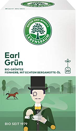 Lebensbaum Grüntee Earl Grün, Bio Grüntee, aromatischer Grüner Tee mit Bergamotte und Zitronen-Aroma, 20 Teebeutel, 30g von Lebensbaum