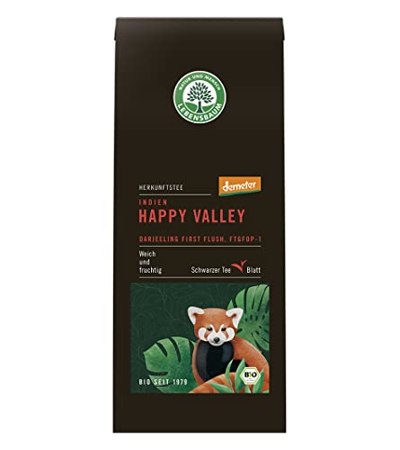Lebensbaum Happy Valley, Darjeeling First Flush, Bio-Schwarztee, Darjeeling Blatt, weich-fruchtiger Geschmack mit zarter Orangenblüten- und Honignote, 100 g Lebensbaum Happy Valley, Darjeeling First Flush, Bio-Schwarztee, Darjeeling Blatt, weich-fruchtiger Geschmack mit zarter Orangenblüten- und Honignote, 100 g von Lebensbaum