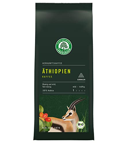 Lebensbaum Äthiopien Kaffee, Bio-Kaffee mit fein-würzigem Aroma, 100% Arabica-Bohnen, fruchtig mild, gemahlen, 250g von Lebensbaum