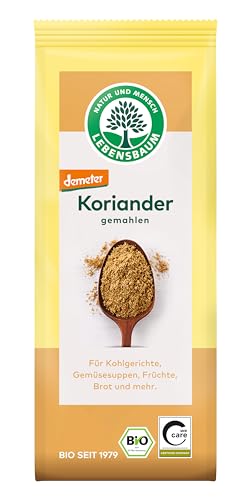 Lebensbaum Koriander gemahlen, Bio-Gewürz mit würzig-nussigem Geschmack, aus 100% Koriandersaat, für Suppen-, Kohl- & Fleischgerichte, vegan, 40g von Lebensbaum