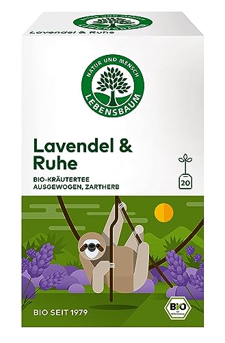 Lebensbaum Lavendel & Ruhe, 20 Beutel x 1,5g entspannender Kräutertee, ausgewogen und zartherb, 100% Bio, Kräuterteemischung von Lebensbaum