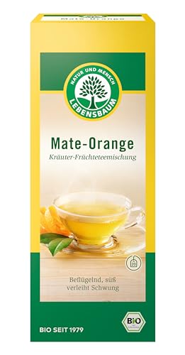 Lebensbaum Mate-Orange, 20 Beutel x 2g Kräutertee mit Koffein, Rauchiger Mate trifft süße Frische von Orangen, 100% Bio, 40 g von Lebensbaum
