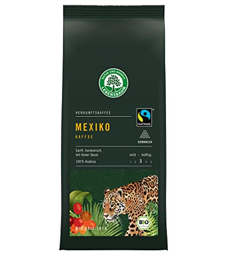 Lebensbaum Mexiko Kaffee gemahlen, Bio-Kaffee aus 100% Arabica-Bohnen, Arabica-Kaffee, Röst-Kaffee mit mild-aromatischem Geschmack, vegan, 250g von Lebensbaum