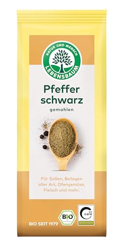 Lebensbaum Pfeffer Schwarz, Bio-Gewürz aus Indien, Schwarzer Pfeffer mit pikanter Grundnote, geeignet für Beilagen aller Art, gemahlen, 50g Lebensbaum Pfeffer Schwarz, Bio-Gewürz aus Indien, Schwarzer Pfeffer mit pikanter Grundnote, geeignet für Beilagen aller Art, gemahlen, 50g von Lebensbaum