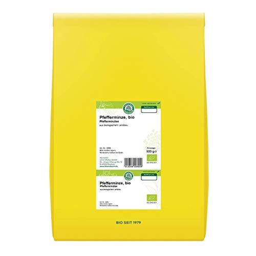 LEBENSBAUM Bio Pfefferminztee, Pfefferminz Tee lose, grüner Bio Tee mit Pfefferminze, kräftig-frisch, 500 g von Lebensbaum