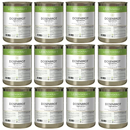 Lebenskraft Dosenbrot, Roggenvollkornbrot, 12x 350g Dose, lang haltbar, ohne Weizenmehl, vegan, laktosefrei Lebenskraft Dosenbrot, Roggenvollkornbrot, 12x 350g Dose, lang haltbar, ohne Weizenmehl, vegan, laktosefrei von Lebenskraft
