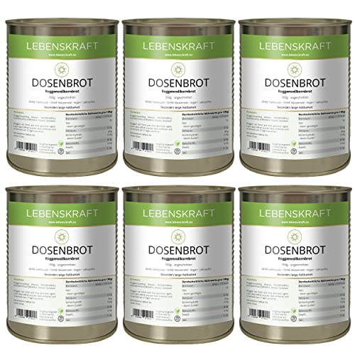 Lebenskraft Dosenbrot, Roggenvollkornbrot, 6x 350g Dose, lang haltbar, ohne Weizenmehl, vegan, laktosefrei Lebenskraft Dosenbrot, Roggenvollkornbrot, 6x 350g Dose, lang haltbar, ohne Weizenmehl, vegan, laktosefrei von Lebenskraft