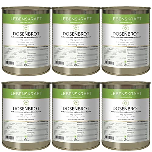 Lebenskraft Dosenbrot, Finnen Körndl Vollkornmischbrot 6 x 400g Dose, lang haltbar, ohne Hefe, vegan, laktosefrei Lebenskraft Dosenbrot, Finnen Körndl Vollkornmischbrot 6 x 400g Dose, lang haltbar, ohne Hefe, vegan, laktosefrei von Lebenskraft