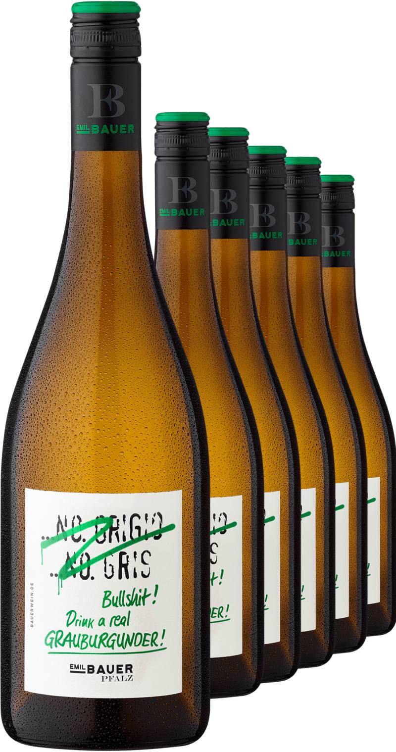 2023 Emil Bauer »No Grigio. No Gris - Bullshit, drink a real Grauburgunder« im 6er-Vorratspaket