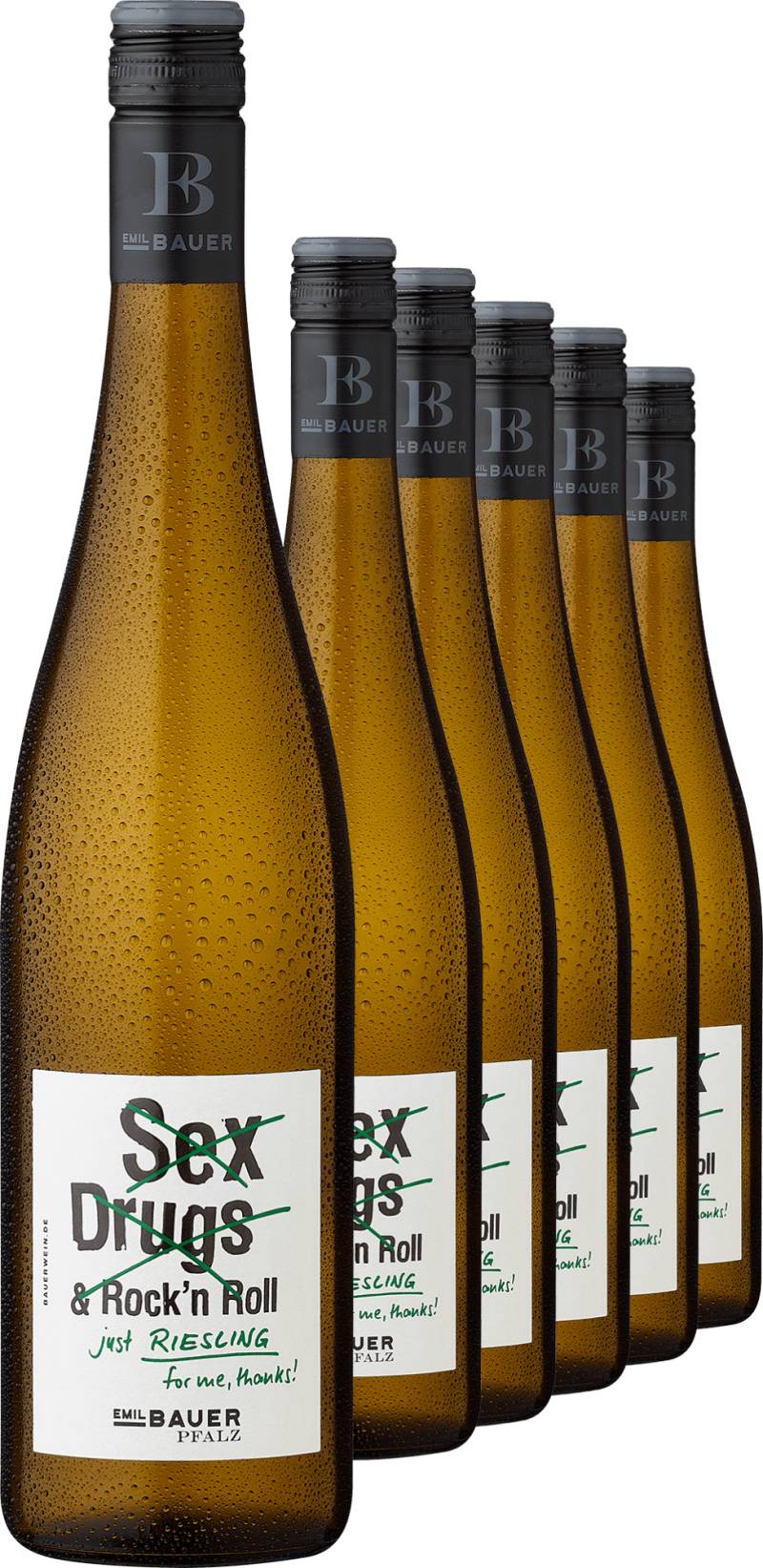 2023 Emil Bauer »No Sex, Drugs & Rock'n Roll just Riesling for me, thanks!« im 6er-Vorratspaket