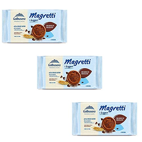 3x Galbusera Magretti Con Gocce di cioccolato Butterkeks mit Schokolade 160 gr von Galbusera