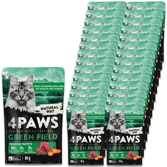 4Paws Green Field Premium Pastete Neuseelandlamm, Karotte & Thymian 24x85G 4Paws Green Field Premium Pastete Neuseelandlamm, Karotte & Thymian 24x85G